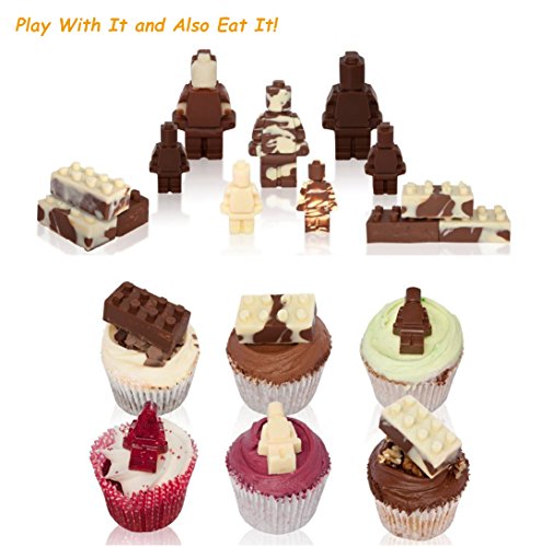 eighteen-u Lego geformte Roboter Form, Set von 3 Silikon Formen für LEGO Liebhaber Bausteine und Roboter Geburtstag Kuchen Dekoration Candy Formen Schokolade Formen Seife Formen Backen Formen Smile Hocker Ice Cube Jello Formen Candy Dessert