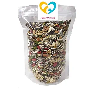 Pets Wizard - Big Parrots Food Seed Mix for African Gray , Macaw , Cockatoo , Indian Parrots and All Big Birds ( 450 Grams )