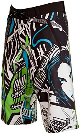 tshotsh - Men's Boardshort Hybrid / Swimming shorts - Kitesurfing - Noise -Swimming Trunks- Length 25" - Stretch - Quick dry