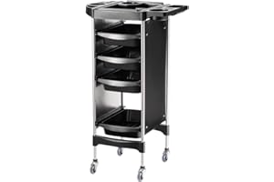 Altéax Carrito de peluquería profesional con 4 cajones extraíbles, color negro, estructura de acero y ABS – Carro para peluquería ideal para salones de belleza y barberías