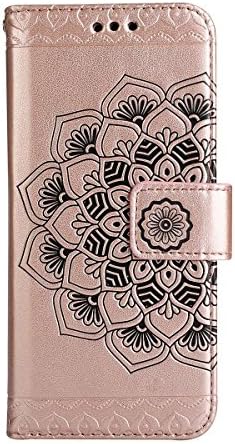 Gelusuk Huawei Y5 II/Y5 2 Case,Huawei Y5 II/Y5 2 Leather Case,Mandala Flower Design Luxury PU Leather Flip Notebook Style Wallet Full Body Protective Case with Card Slots&Magnetic Closure&Stand Function Case Cover for Huawei Y5 II/Y5 2-Rose Gold,Mandala
