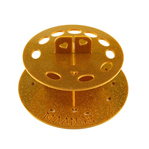 10-Loch Praktisch Pinselhalter, perfekt für Make-up Tisch, ordentlich Pinselständer, Kosmetik Organisator – Gold - 2