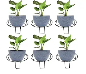 Capslock Metal Plant/Pot Stand- Pack of 6 (Size:-Height - 10 cm & Diameter - 26 cm), Black Color.