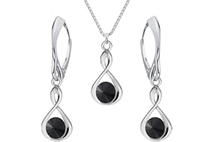 PANDA LUXURY JEWELLERY Schmuckset für Damen Unendlichkeit Ohrringe Silber 925 Hängend Kette Damen mit Anhänger Schmuck Set für Sie mit Kristallen Infinity Ohrringe Hängend und Halskette Mädchen Geschenk Handmade: ohrringe