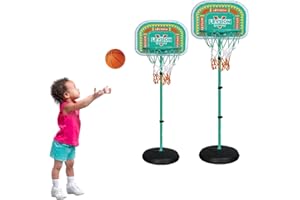 Sobebear kids & Adults Basketball Hoop Stand with Adjustable Height, Liftable Iron Hoop, Detachable Backboard Basketball Hoop Stand, Outdoor & Indoor Game for Girls & Boys 8+ Years