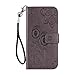 Price comparison product image iPhone XR Case Cover Premium Owl Embossed PU Leather Wallet Case with Kickstand Card Holder ID Slot and Hand Strap Shockproof Protective Phone Case for iPhone XR, Grey