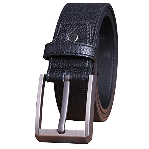 Preisvergleich Produktbild Herren Anzuggürtel schwarz Business Gürtel schwarz Leder Gürtel Cool Herrengürtel Jeansgürtel Metall Retro Breite Gürtel Dornschließe Beiläufige Anzug Gürtel schwarz G-WDLO-002-03-03
