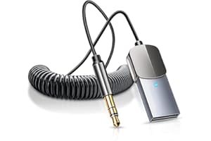 Txtcu Bluetooth Aux Adapter, Car Bluetooth v5.0 Wireless Receiver USB to 3.5mm Jack Adapter Built-in Microphone Aux Input for Hands-Free Calls Plug & Play, Auto Power on for Car Speaker,Home Audio