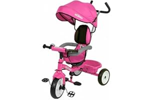 Colibrì Triciclo Bambini 1 anno Passeggino Fronte Mamma e Strada Leggero | Treciclo Regolabile Bimbo Bimba 9 mesi Colibrino Rosa
