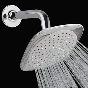 SKOR NX 8 x 8 Inch Overhead Chrome-Silver Rain Shower Head Round with (Shower Arm and Wall Flange Free)