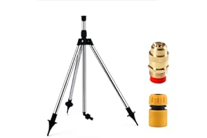 OKESYO Rasensprenger Große Flächen mit Stativ, Metall Regner Stativ, Auto Rotating Tripod Sprinkler, Garten Rasensprenger 360 Grad Sprinkler für Hof, Garten, Rasen