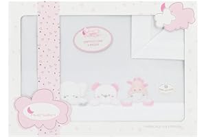 Danielstore Sábanas Capazo Bebé Coche Moisés 40 x 80 Sábanas Algodon 100% (Bajera, encimera y Funda de Almohada) Fabricadas en España (Three Animals Rosa)