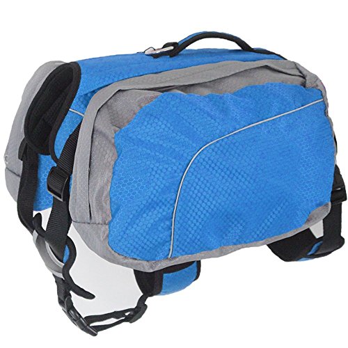 Preisvergleich Produktbild Hund Rucksack Leicht und Wasserdicht Haustier Verstellbar Satteltasche Hundegeschirr Carrier mit Abnehmbarer Taschen für Outdoor-Reise Wandern Camping Training