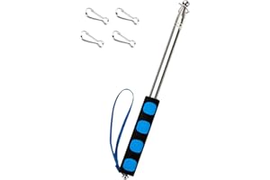 Qiuboluny 2M Teleskop Fahnenstange, Handheld Fahnenstange Fahnenmast mit Clips, teleskopstab Fahnenstange Ausziehbar, für Camping Reise Ausflüge Wettbewerbe Lehrer Reiseleiter (blau)