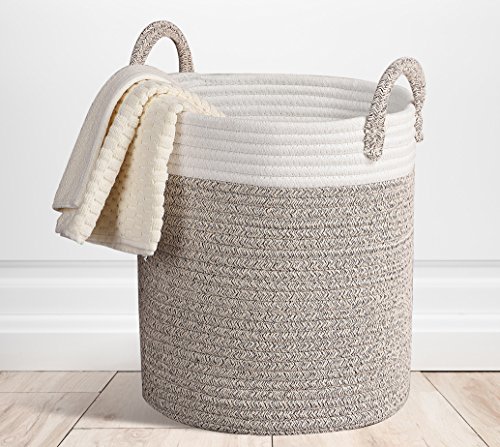 LA JOLIE MUSE Storage Basket Large H38 x D32cm Cotton Rope Woven Baskets Terracotta for Toy Laundry Towel Gift
