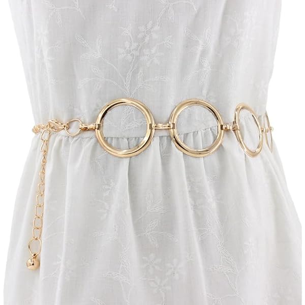 Ceinture élastique Large Femme Dorée - Boucle Vintage Ronde Ajustable Pour Robes, Jeans Et Manteaux
