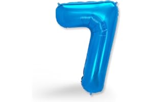 FUNXGO® Ballon Anniversaire 7 ans - Ballon Numéro 7 Bleu - Ballon Anniversaire Enfant, Fête Spéciale Garçon Fille, Hélium Ballons