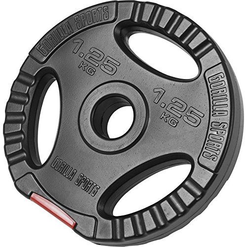 Gorilla Sports Hantelscheibenset Kunststoff Gripper 2×5 2×2,5 2×1,25kg (17,5kg) Hantelscheiben mit praktischen Eingriffen - 2