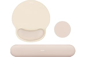 ‎MOSISO MOSISO Handgelenkstütze für Mauspad&Tastatur Set, Ergonomisch Kreisförmig Mauspad&Untersetzer rutschfeste Basis Schmerzlinderung Hause/Büro&Leichtes Tippen mit Weichem Stoff&Silikonfutter,Aprikose
