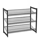 SONGMICS Étagère à Chaussures Métallique 3 Tablettes superposé Angle réglable Montage Facile pour 9 Paires 74 x 30,7 x 62,8 cm (L x l x h) Noire LMR03B