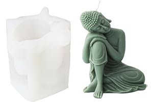JS MOLD Moule en silicone 3D Bouddha Moule à savon DIY 3D Bouddha Figurines Bougies Moule pour plâtre, savon, cire de soja (01#)