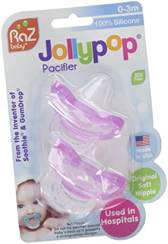 JollyPop Pacifiers PREEMIE PREMATURE BABY'S Size Pink Natural Scent, 2 Count by JollyPop