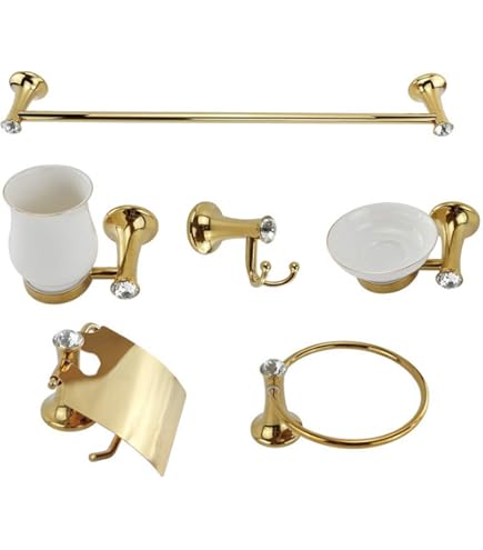 Set Bagno Moderno 6 Pezzi In Acciaio E Vetro - Porta Asciugamani, Bicchiere, Gancio, Portasapone, Portarotolo - Foto 3