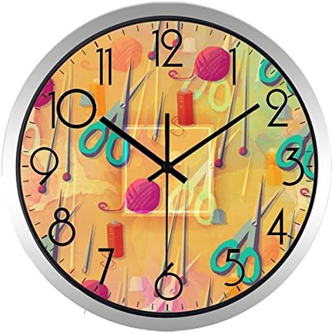 OLILEIO New Design Tailor Shop Wall Clock Clothing Designer Shop Circle Number Clock,B740S,10 Inch