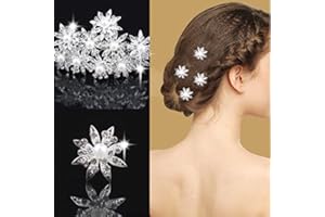 Miya® 4Stück für Prinzessin hochwertige wunderschöne Stern Blumen Silber Haarspiralen Haar Curlies aus Perle und Strass, Braut Hochzeit Jugendweihe Haarnadel Haarschmuck