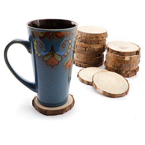 20 x Rund Holzscheiben Baumscheiben Namensschild Anhängeetiketten Hochzeit Deko Basteln DIY 8-9cm - 4