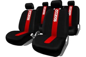 Sparco SPC1013 CLASSIC - Juego de Fundas para Asientos de Coche, 11 Piezas, Color Rojo