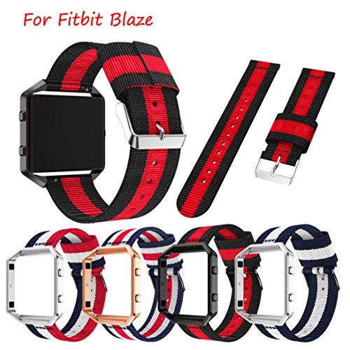 Preisvergleich Produktbild Sansee Feingewebtes Nylon verstellbares Ersatzband Sportband für Fitbit Blaze Uhr + Kofferabdeckung (Fitbit Blaze / 7705, D)