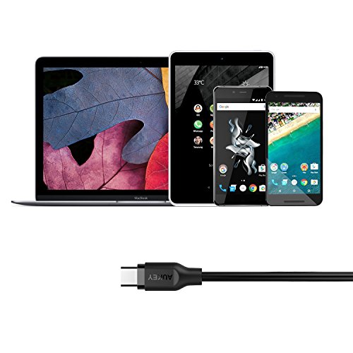 AUKEY USB C Kabel auf USB 3.0A 1M Type C Datenkabel , Ladekabel für Type C Geräte inklusive dem neuen MacBook, Google Chromebook Pixel Nokia N1 Tablet usw. Schwarz - 5