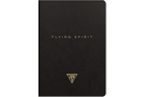 Clairefontaine 102546C – Zeszyt szyty Flying Spirit – A5 14,8x21 cm – 192 strony w linie – Papier kremowy 90g – Okładka czarna – Motyw losowy
