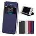Produktbild iPhone SE / 5S / 5 Flip Hülle, doupi FlipCover mit Sichtfenster Deluxe Magnet Schutzhülle Book Style Ständer Case, dunkel blau