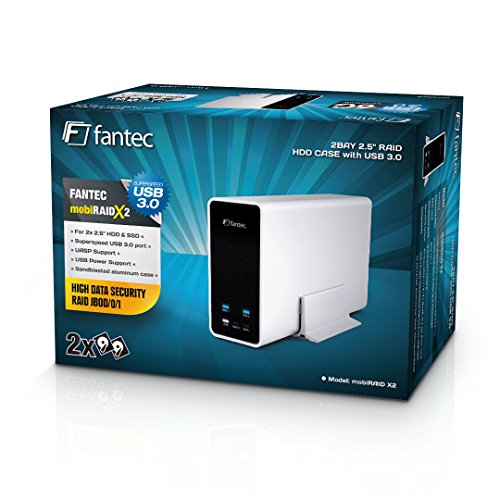 FANTEC mobiRAID X2 Externes Festplattengehäuse (für 2x 6,35 cm (2,5 Zoll) SATA HDD oder SSD, RAID Funktion 0/1/JBOD, USB 3.0 SUPERSPEED, UASP, Aluminium Gehäuse) silber - 9