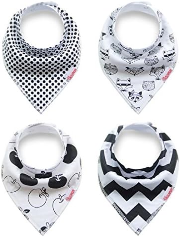 Kolamom Baby Bandana Drool Bibs 4 Pack Absorbent 100% Cotton Bib for Girls for Boys Mink Set