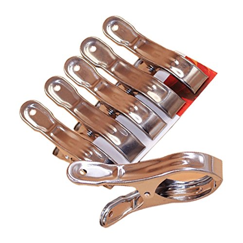 Waescheklammern – TOOGOO(R)6 PC Edelstahl Strandtuch Clips Waescheklammern Klammern Halten Sie Ihr Handtuch Aus Verwehen - 2
