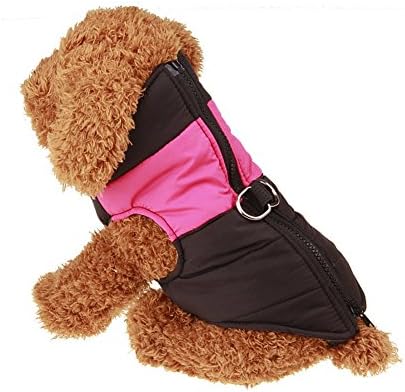 Kimfoxes Small Waterproof Pet Winter Clothes Dog Warm Padded Puffer Coat Jacket Apparel Dog Puppy Cotton Costume Vest(Pink XL)