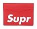 Produktbild SUP [ Supreme Kartenhalter/Geldbeutel ] Rotes Echtleder mit weissem Logo - real Leather