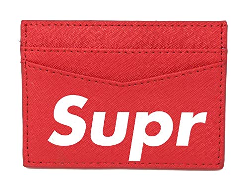 Preisvergleich Produktbild SUP [ Supreme Kartenhalter / Geldbeutel ] Rotes Echtleder mit weissem Logo - real Leather