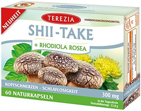 SHIITAKE + RHODIOLA ROSEA 300 mg - 100% from natural sources with no additives - 60 capsules - Headache - Insomnia