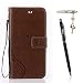 Produktbild HTC One M9 Hülle, HTC One M9 Schutzhülle, Alfort 3 in 1 Lederhülle Fashion Design Premium PU Leder Hohe Qualität Tasche Case Cover Kasten Abdeckung Wallet für HTC One M9 5.0" Smartphone Funktion Standfunktion Unterstützte Telefone und Magnetverschluss mit Schmetterling ( Dunkelbraun ) + Alfort Schwarz Stylus Pen + Netter Staub Stecker