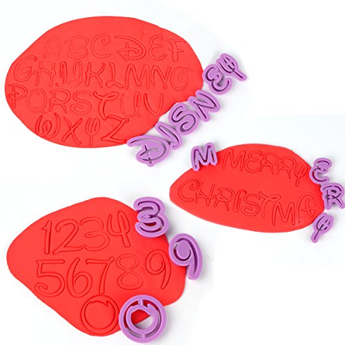 ilauke Fondant Modellierwerkzeug Alphabet Zahlen Buchstaben Ausstecher Stempel Ausstechformen Backen Kuchen lustig Tortendeko für Party Geburtstag Feier 36 teilig - 8