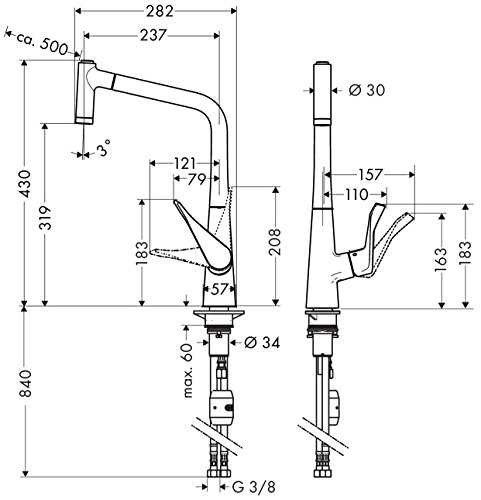 HG Metris k.mix. 320 pull-out spray chr 14820000 - 3