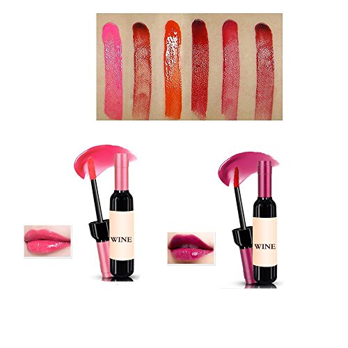mlmsy 6 PCS Rot Wein Flasche Style Lip Gloss Tint Set Wasserdicht Langlebig gebeizt Glasur Lipgloss Tolles Geschenk, 6 Color - 6