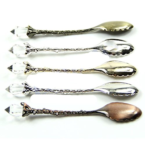 5 Stück / Set Retro Royal Luxury Weinlese Palast schnitzte Kaffee Tee Mini Eisportionierer Löffel 5pcs umweltfreundlich