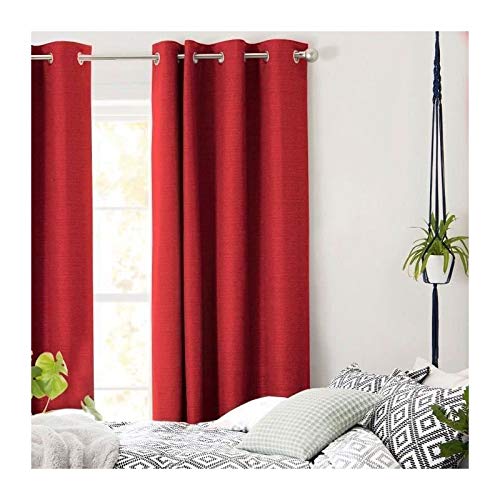 Thedecofactory First-Cortina con Anillas integradas 140 x 250 () cm, Color Rojo, polialgodón, Unidos  de América: