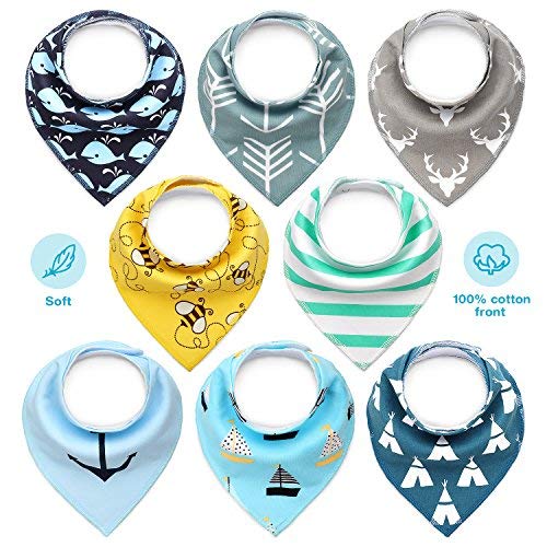 Baberos Bandana Cooljoy, Baberos Bebe Baberos Bandanas, Bebé Babero Bandana - 8pcs, 100% Algodón Orgánico para bebé y niños