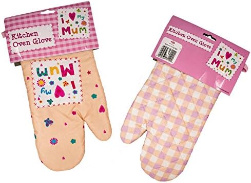 Shabby N Chic Oven Glove for Mum - Gift for Mother, Mummy, I love My Mum - Best Novelty Gift Idea - Vintage Style - By Golden Deals